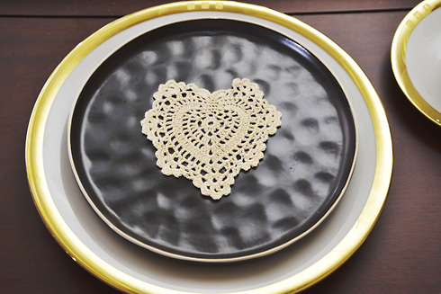 Wheat color Heart Shape Crochet Lace Doilies 4" Heart Crochet